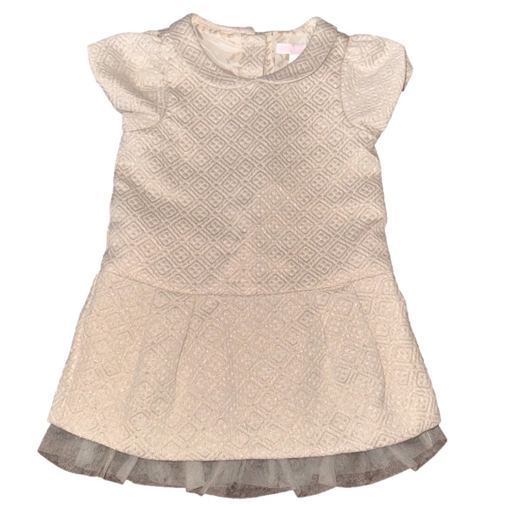 Gorgeous Janie & Jack Gold Holiday pleated Dress  for special occasions #765